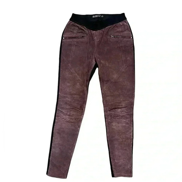Blank NYC Pants - BLANK NYC $128 Burgundy/Black Suede-Front Leggings 25 Moto Skinny Ponte Back